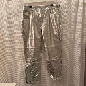 GAP High Rise Silver Metallic Pants